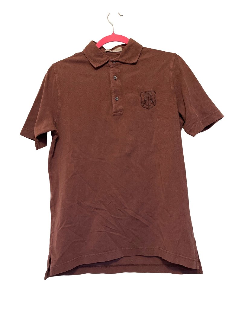 Corneliani Mens Burgundy Cotton Pique Polo Shirt Short Sleeve Size 48/Xl